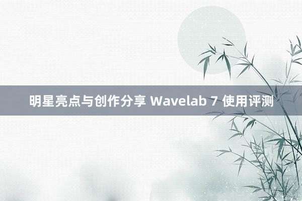 明星亮点与创作分享 Wavelab 7 使用评测