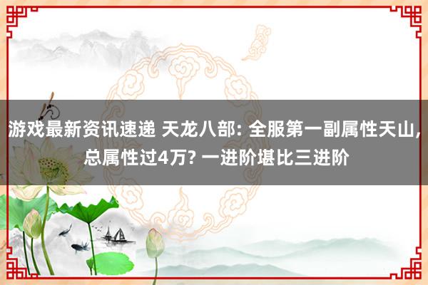 游戏最新资讯速递 天龙八部: 全服第一副属性天山, 总属性过4万? 一进阶堪比三进阶